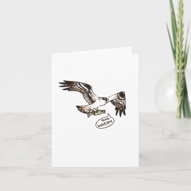 "osprey & fish," small, 4x5.6" blank greeting card (Front)