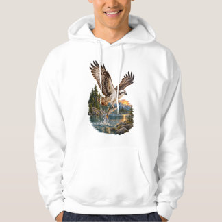 Osprey Fishing Mountain Lake Sunset Hoodie