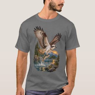 Osprey Fishing Mountain Lake Sunset T-Shirt