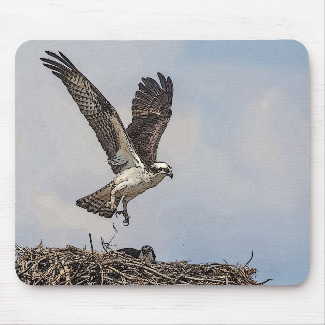 Osprey in a nest mouse pad (Front)