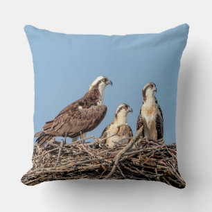 Osprey mum with her kids cushion