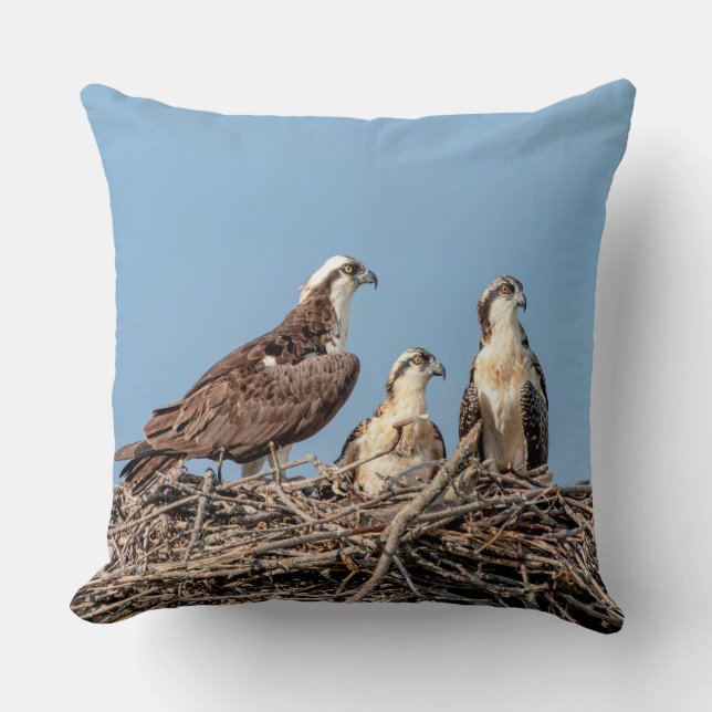 Osprey mum with her kids cushion (Front)