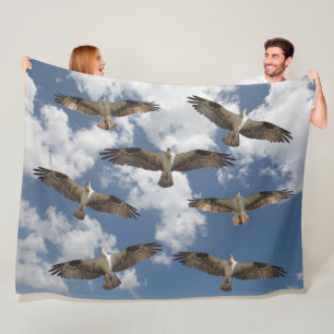 Osprey parade in the sky fleece blanket