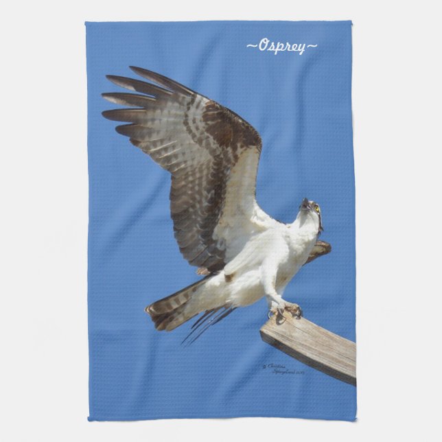 Osprey stretching wings Kitchen Towel (Vertical)