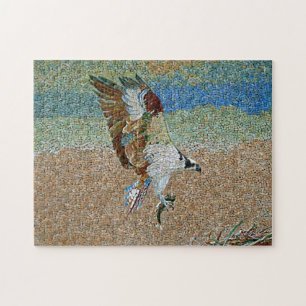 Osprey with Fish Mosaic Pattern Print Jigsaw Puzzle