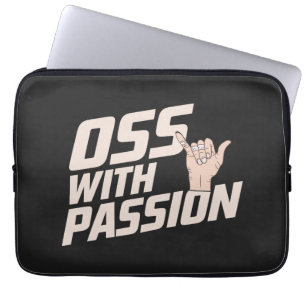 Oss With Passion Brazilian Jiu Jitsu Martial Arts Laptop Sleeve