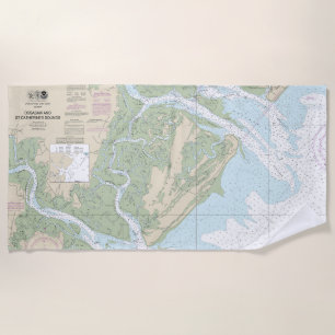 Ossabaw and St Catherines Sounds Nautical Chart Beach Towel