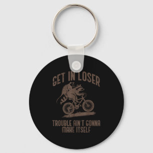 Ossum Get In Loser Trouble Funny Ssum Raccoon Men  Key Ring