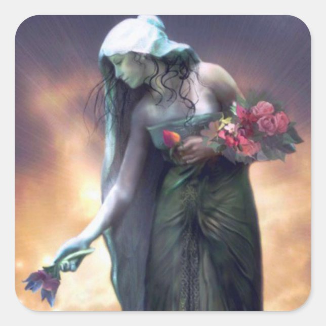 ostara flowers square sticker (Front)