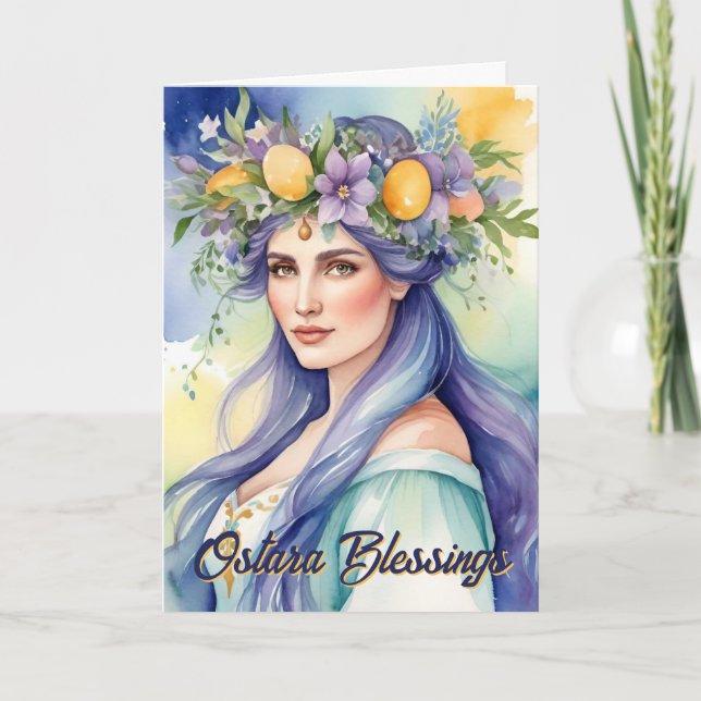 Ostara Goddess Spring Equinox Sabbat Wicca Holiday Card (Front)
