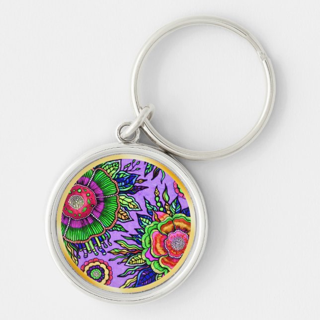 OSTARA: Mystic Violet- Maximalist Art Keychain (Front)