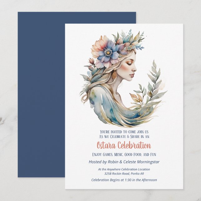 Ostara Spring Equinox Flower Goddess Sabbat Invitation (Front/Back)