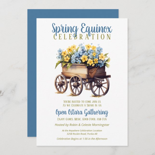 Ostara Spring Equinox Vintage Flower Cart Sabbat Invitation (Front/Back)