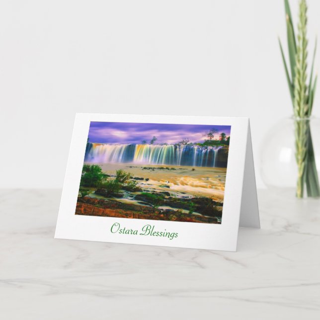 Ostara Spring Solstice with waterfall scene Card (Front)