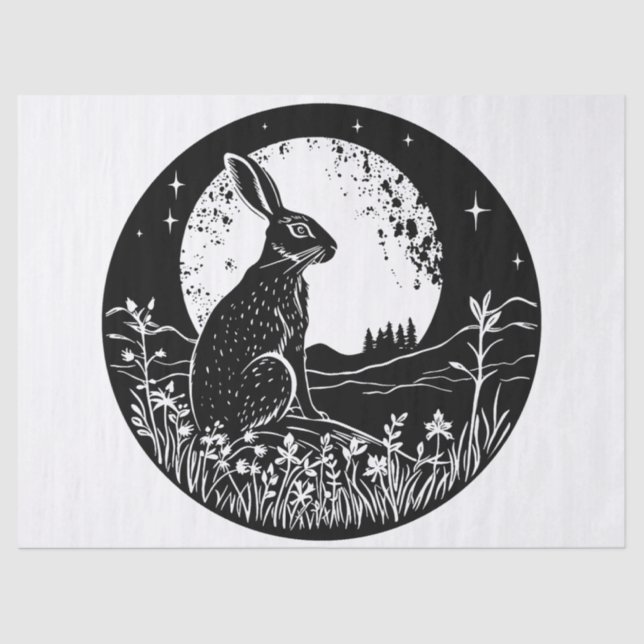Ostara Wiccan Magic Hare Silhouette Decoupage Tissue Paper (Front)
