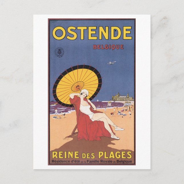 Ostende Belgique Travel Poster Postcard (Front)