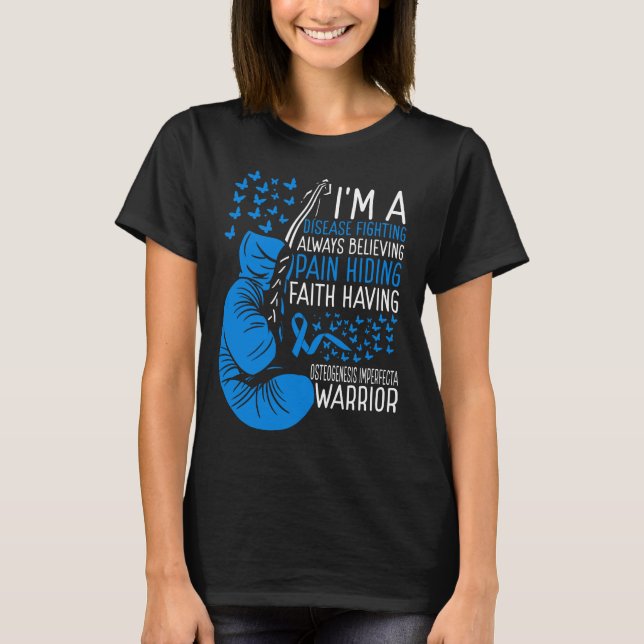 Osteogenesis Imperfecta Warrior Awareness Ribbon T-Shirt (Front)