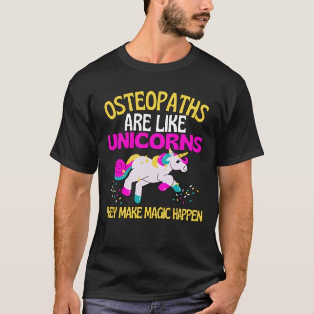 Osteopaths Unicorn , Magical Unicorn Chiropractor T-Shirt (Front)