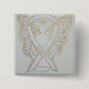 Osteoporosis Awareness Angel White Ribbon Art Pin
