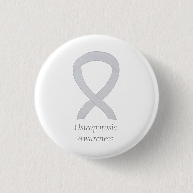 Osteoporosis Awareness White Ribbon Custom Art Pin (Front)