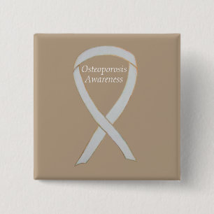 Osteoporosis Awareness White Ribbon Custom Art Pin