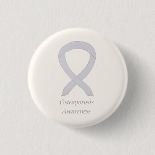 Osteoporosis Awareness White Ribbon Custom Art Pin