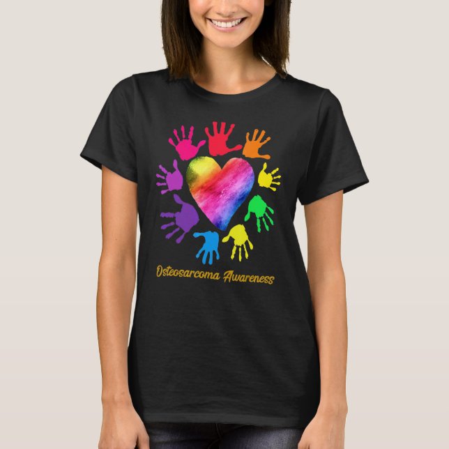 Osteosarcoma Awareness Hands Osteosarcoma T-Shirt (Front)
