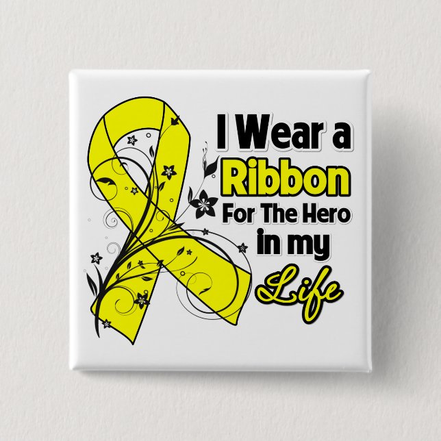 Osteosarcoma Ribbon Hero in My Life 15 Cm Square Badge (Front)