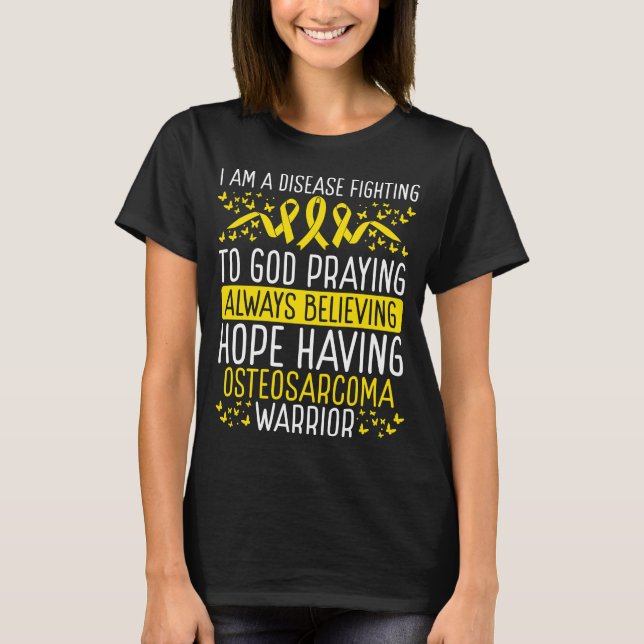 Osteosarcoma Warrior Disease Awareness Ribbon T-Shirt (Front)
