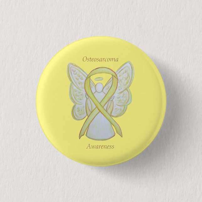 Osteosarcoma Yellow Awareness Ribbon Angel Pin (Front)