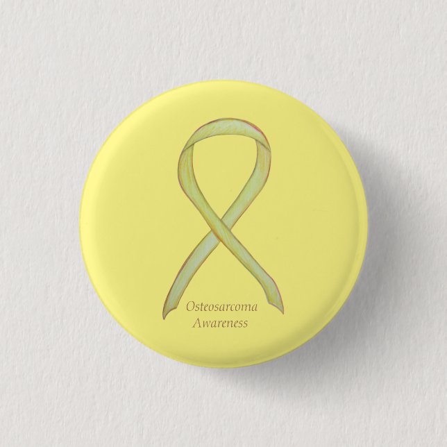 Osteosarcoma Yellow Awareness Ribbon Custom Pin (Front)
