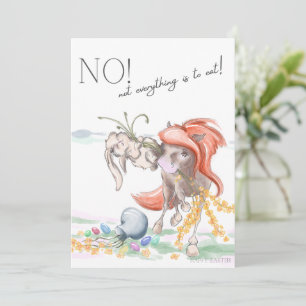 Oster Karte mit Pferd und Hase, lustige Tiere  Holiday Card