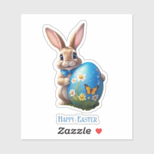 Osterhase blauer Schleife - 