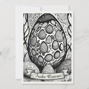 Ostermotiv monochrome Cartoon mit Ostereier 25024