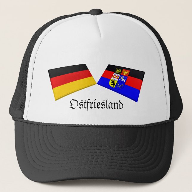 Ostfriesland, Germany Flag Tiles Trucker Hat (Front)