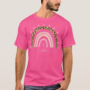Ostomy Awareness Pink Heart Leopard Rainbow Ostomy T-Shirt