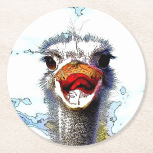Ostrich20150701 Round Paper Coaster