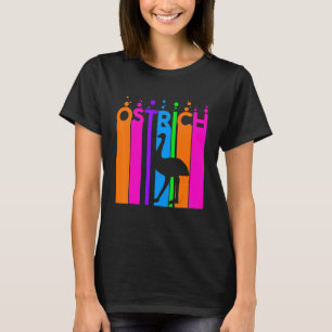Ostrich Animal Rainbow Bubble With Silhouette T-Shirt