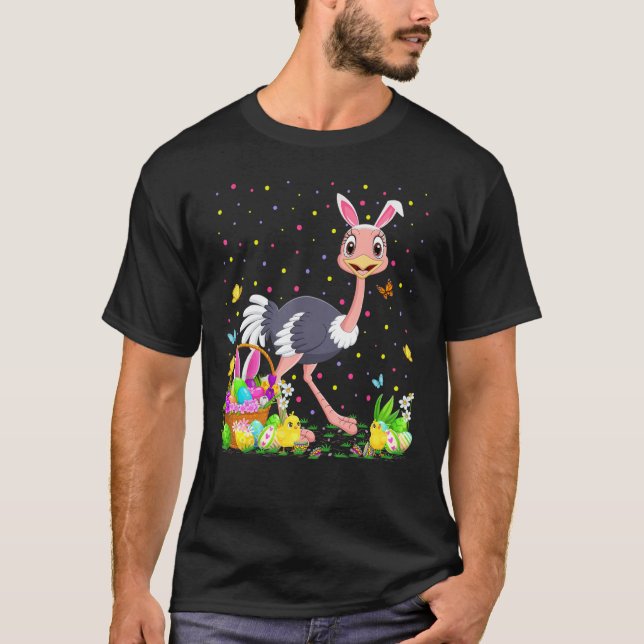 Ostrich Bird Easter Egg Hunt Bunny Ostrich Easter  T-Shirt (Front)
