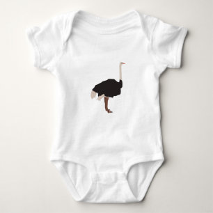Ostrich Bird Illustration  Baby Bodysuit