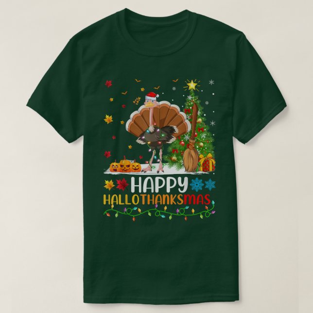 Ostrich Bird Lover Funny Happy Ostrich HelloThanks T-Shirt (Design Front)