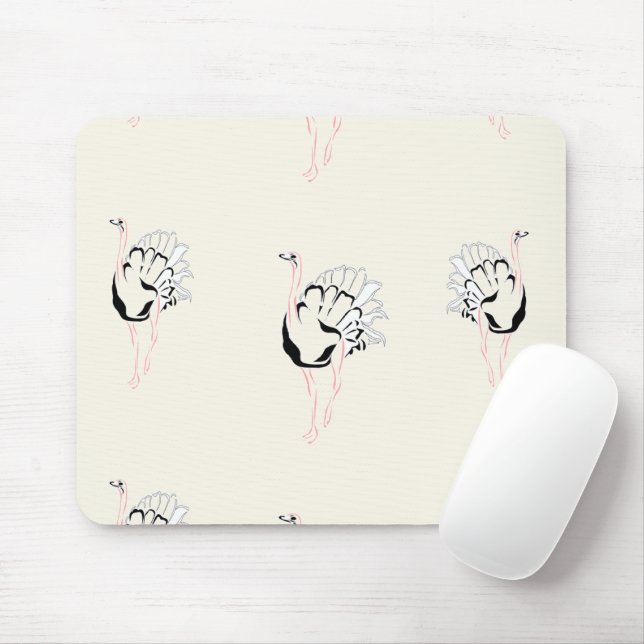 ostrich bird on brown mouse pad (With Mouse)