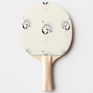ostrich bird on brown ping pong paddle