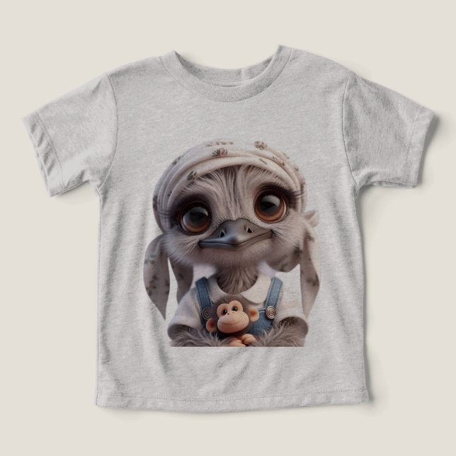 Ostrich Chick in a Bandanna with a Monkey Toddler  (Design Front)