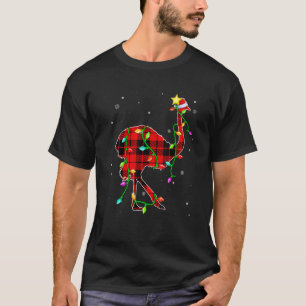 Ostrich  Christmas  Santa Hat Xmas Lights Holidays T-Shirt