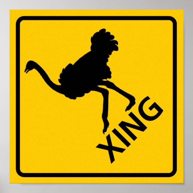 Ostrich Crossing Highway Sign (Front)