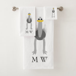 Ostrich Design Monogrammed Bath Towel Set