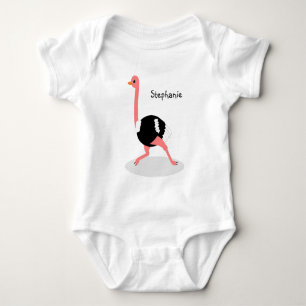 Ostrich Design Personalised Baby Bodysuit