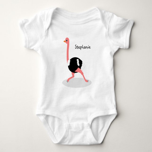 Ostrich Design Personalised Baby Bodysuit (Front)