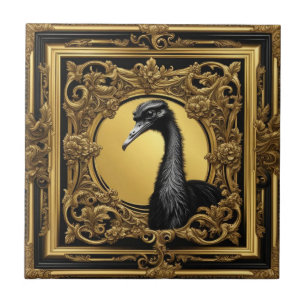 Ostrich gold ornamental frame tile